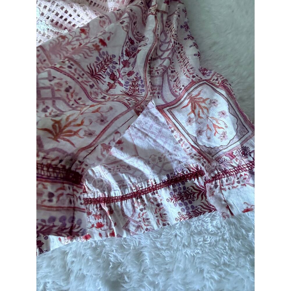 POL Boho Patchwork Lace Mixed Media Oversized Top Peach Size Large - Picture 6 of 9